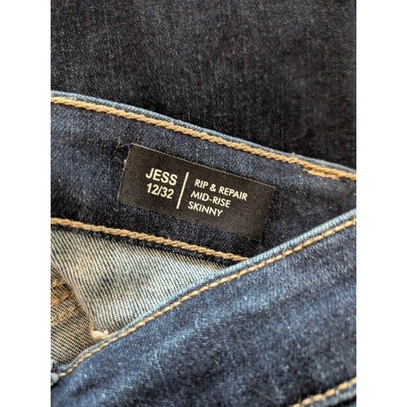 Buffalo Distressed Mid Rise Skinny Jeans Size 12 Raw Hem Y2K Grunge Stretch - Picture 3 of 7